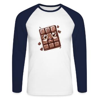 Conception de bandes dessinées au chocolat - T-shirt baseball manches longues Homme - blanc/marine - Devant - Nik (191cm)