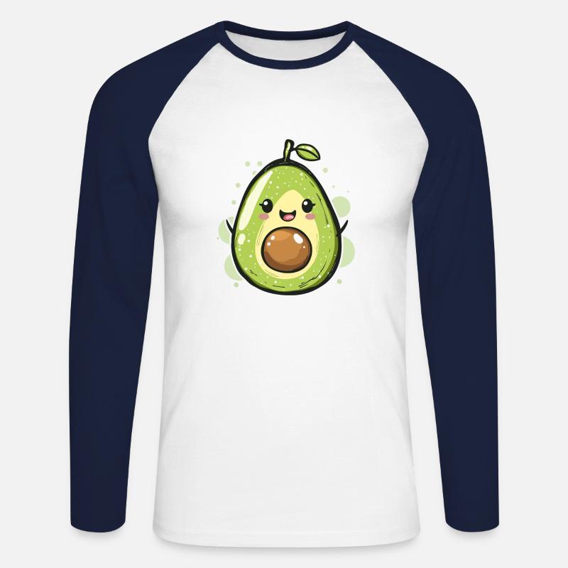 Avocado Comic Design - Unisex Baseballshirt langarm - Weiß/Navy