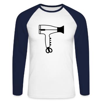 Seche cheveux - T-shirt baseball manches longues Homme - blanc/marine - Devant - Nik (191cm)