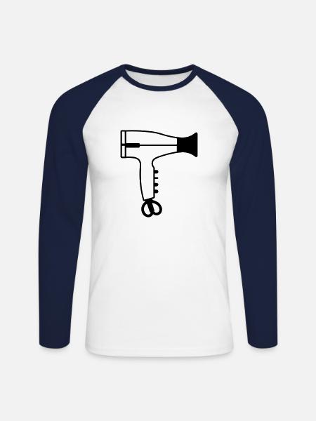 Föhn - Unisex Baseballshirt langarm - Weiß/Navy