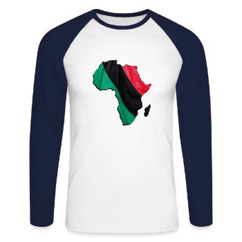 Carte du drapeau panafricain en Afrique - T-shirt baseball manches longues Homme - blanc/marine - Devant - Nik (191cm)