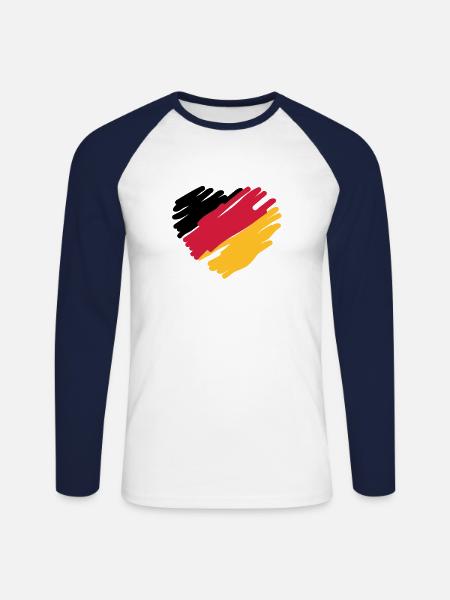 german heart - Unisex Baseballshirt langarm - Weiß/Navy