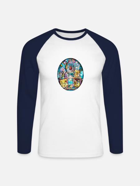 Imaginarium 03 - Unisex Long Sleeve Baseball T-Shirt - white/navy