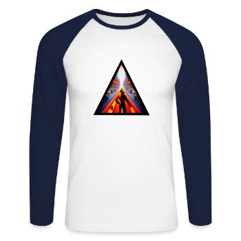 Seelenweg 07 - Unisex Baseballshirt langarm - Weiß/Navy - Vorne - Nik (191cm)