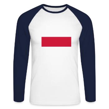 Polen - Unisex Baseballshirt langarm - Weiß/Navy - Vorne - Nik (191cm)