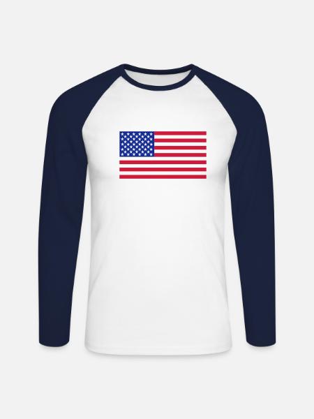 USA - Unisex Long Sleeve Baseball T-Shirt - white/navy