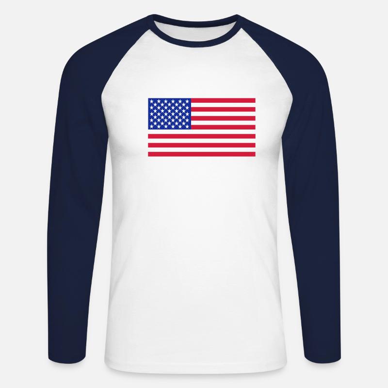 USA - Unisex Baseballshirt langarm - Weiß/Navy