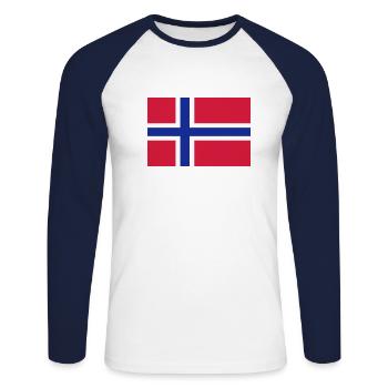 Norwegen - Unisex Baseballshirt langarm - Weiß/Navy - Vorne - Nik (191cm)