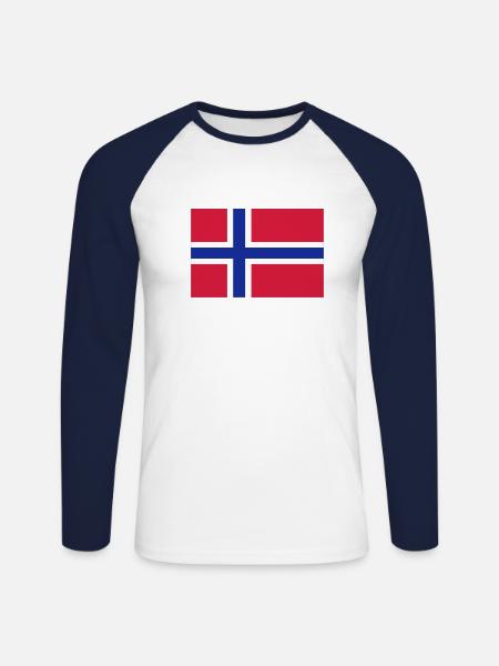 Norwegen - Unisex Baseballshirt langarm - Weiß/Navy