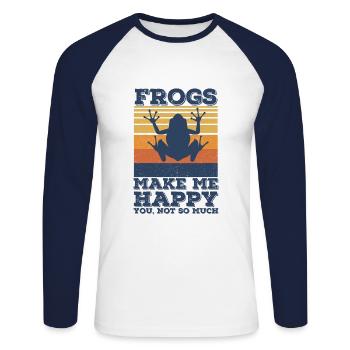 Grenouille - T-shirt baseball manches longues Homme - blanc/marine - Devant - Nik (191cm)