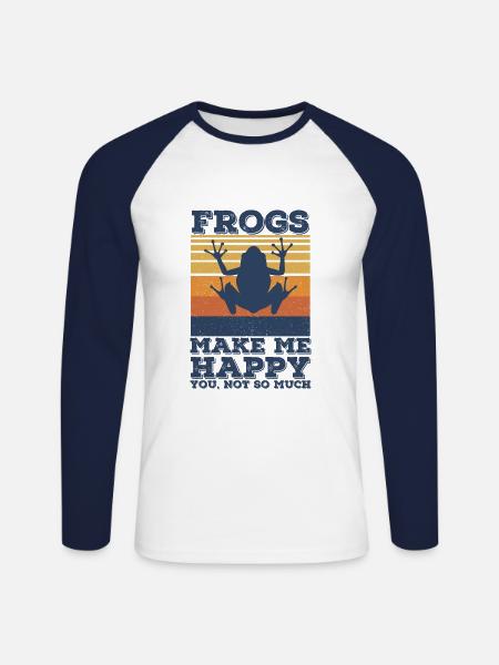 Frog - Unisex Long Sleeve Baseball T-Shirt - white/navy