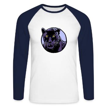 Panthère - T-shirt baseball manches longues Homme - blanc/marine - Devant - Nik (191cm)