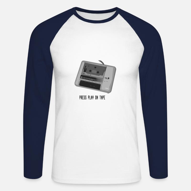 C64 Datasette - Unisex Baseballshirt langarm - Weiß/Navy