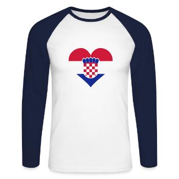 kroatien - Unisex Baseballshirt langarm - Weiß/Navy - Vorne - Nik (191cm)