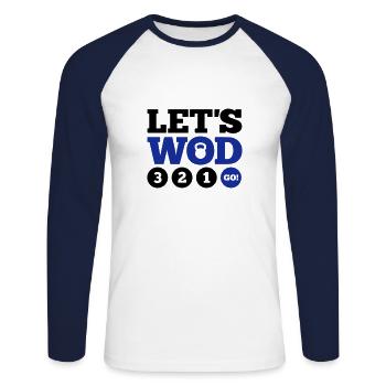 Let's WOD - T-shirt baseball manches longues Homme - blanc/marine - Devant - Nik (191cm)