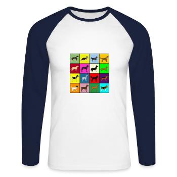 Dogs 2 - Unisex Long Sleeve Baseball T-Shirt - white/navy - Front - Nik (191cm)