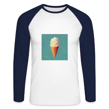 Eiscreme - Unisex Baseballshirt langarm - Weiß/Navy - Vorne - Nik (191cm)