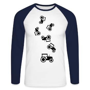 Traktor icon Silhouette - Unisex Baseballshirt langarm - Weiß/Navy - Vorne - Nik (191cm)