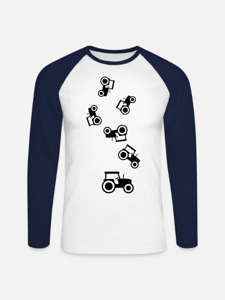 Tractor icon silhouette - Unisex Long Sleeve Baseball T-Shirt - white/navy