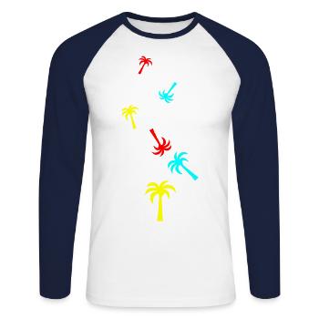 symbole de la paume - T-shirt baseball manches longues Homme - blanc/marine - Devant - Nik (191cm)