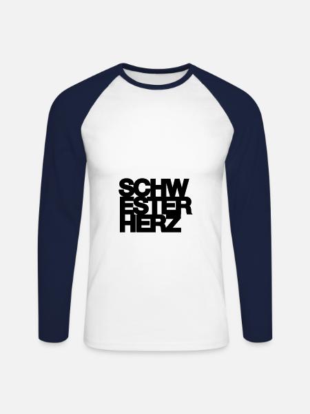 Schwesterherz, Schwester, Geschenk, Idee - Unisex Baseballshirt langarm - Weiß/Navy