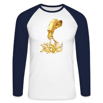 Melting Gold - Unisex Long Sleeve Baseball T-Shirt - white/navy - Front - Nik (191cm)