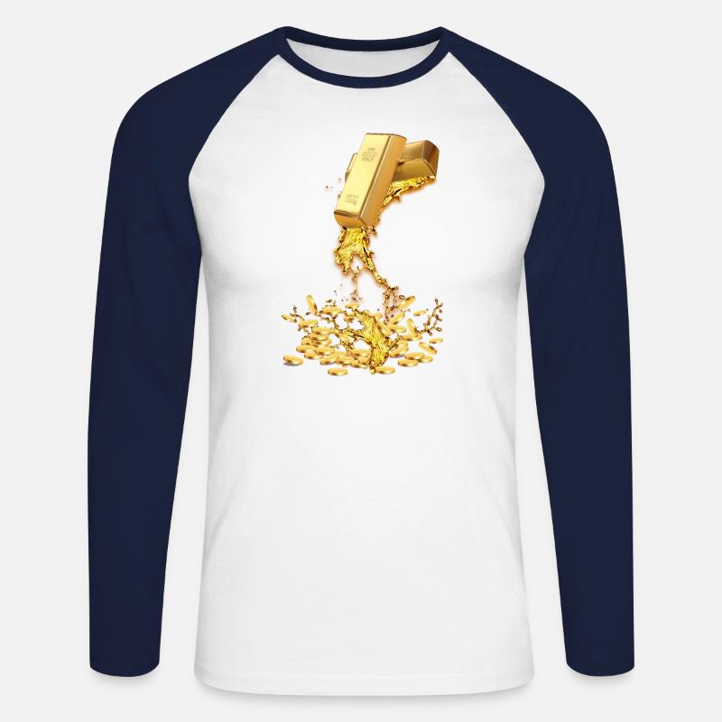 Melting Gold - Unisex Baseballshirt langarm - Weiß/Navy