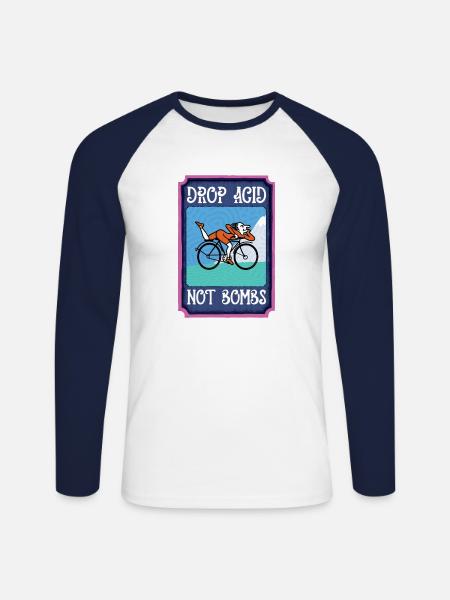 LSD Drop Acid Not Bombs - T-shirt baseball manches longues Homme - blanc/marine