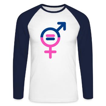Egalité hommes et femmes - T-shirt baseball manches longues Homme - blanc/marine - Devant - Nik (191cm)