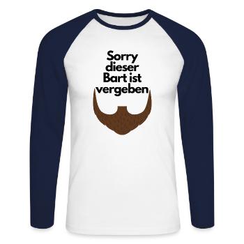 Sorry this Beard is taken - Unisex Baseballshirt langarm - Weiß/Navy - Vorne - Nik (191cm)
