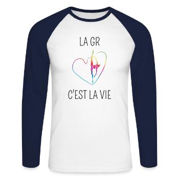 la gymnastique rythmique c'est la vie - T-shirt baseball manches longues Homme - blanc/marine - Devant - Nik (191cm)