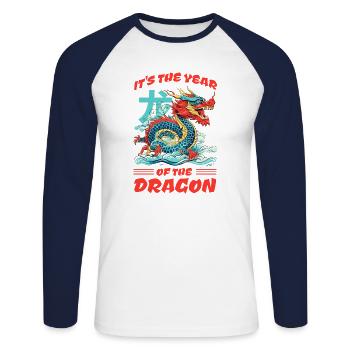 Chinesisches Neujahr Drache Vietnam I Geschenk - Unisex Baseballshirt langarm - Weiß/Navy - Vorne - Nik (191cm)