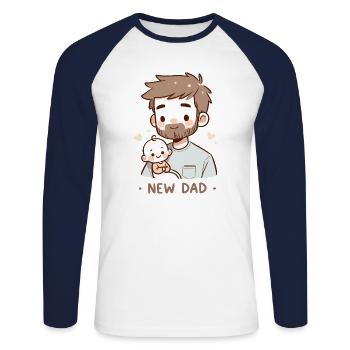 New Dad & Baby - Paternal Tenderness - Unisex Long Sleeve Baseball T-Shirt - white/navy - Front - Nik (191cm)