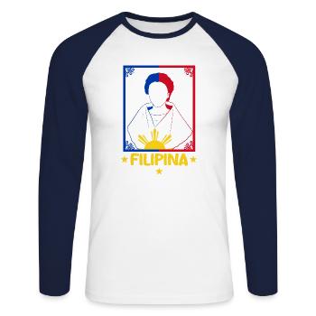 Philippinen Filipina Flagge Dalagang I Geschenk - Unisex Baseballshirt langarm - Weiß/Navy - Vorne - Nik (191cm)