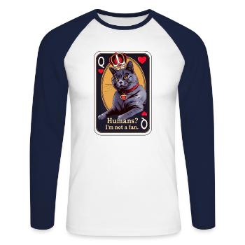 Queen of Cats - Unisex Long Sleeve Baseball T-Shirt - white/navy - Front - Nik (191cm)