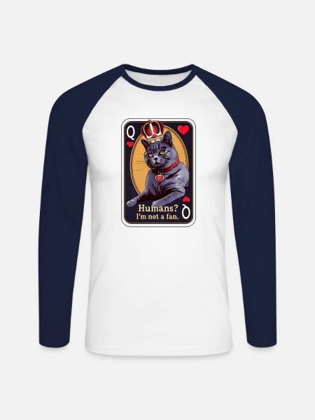Queen of Cats - Unisex Long Sleeve Baseball T-Shirt - white/navy