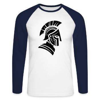 Sparta Spartanischer Krieger - Unisex Baseballshirt langarm - Weiß/Navy - Vorne - Nik (191cm)