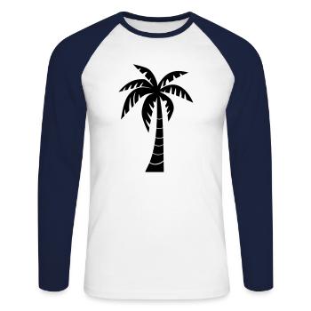 palmier - T-shirt baseball manches longues Homme - blanc/marine - Devant - Nik (191cm)