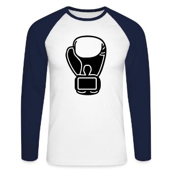 gant de boxe - T-shirt baseball manches longues Homme - blanc/marine - Devant - Nik (191cm)