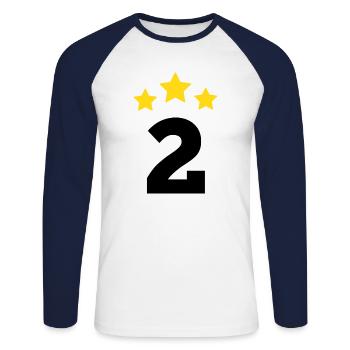 2 ans étoile - cadeau de 2 e anniversaire - T-shirt baseball manches longues Homme - blanc/marine - Devant - Nik (191cm)
