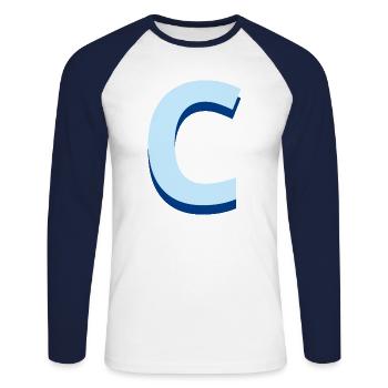 Letter c blue pop and modern - Unisex Long Sleeve Baseball T-Shirt - white/navy - Front - Nik (191cm)
