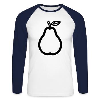 poire - T-shirt baseball manches longues Homme - blanc/marine - Devant - Nik (191cm)