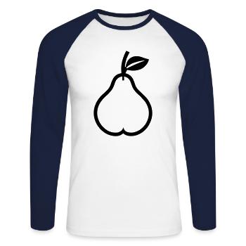 poire - T-shirt baseball manches longues Homme - blanc/marine - Devant - Nik (191cm)