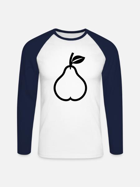 Birne - Unisex Baseballshirt langarm - Weiß/Navy