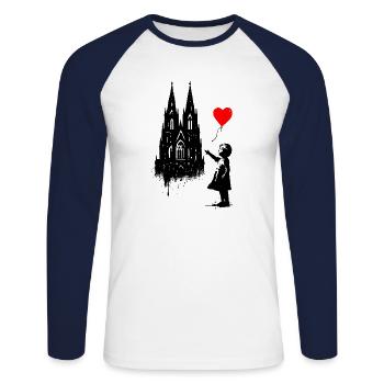 I love köln (cologne banksy style) - Cologne Heart - Unisex Baseballshirt langarm - Weiß/Navy - Vorne - Nik (191cm)