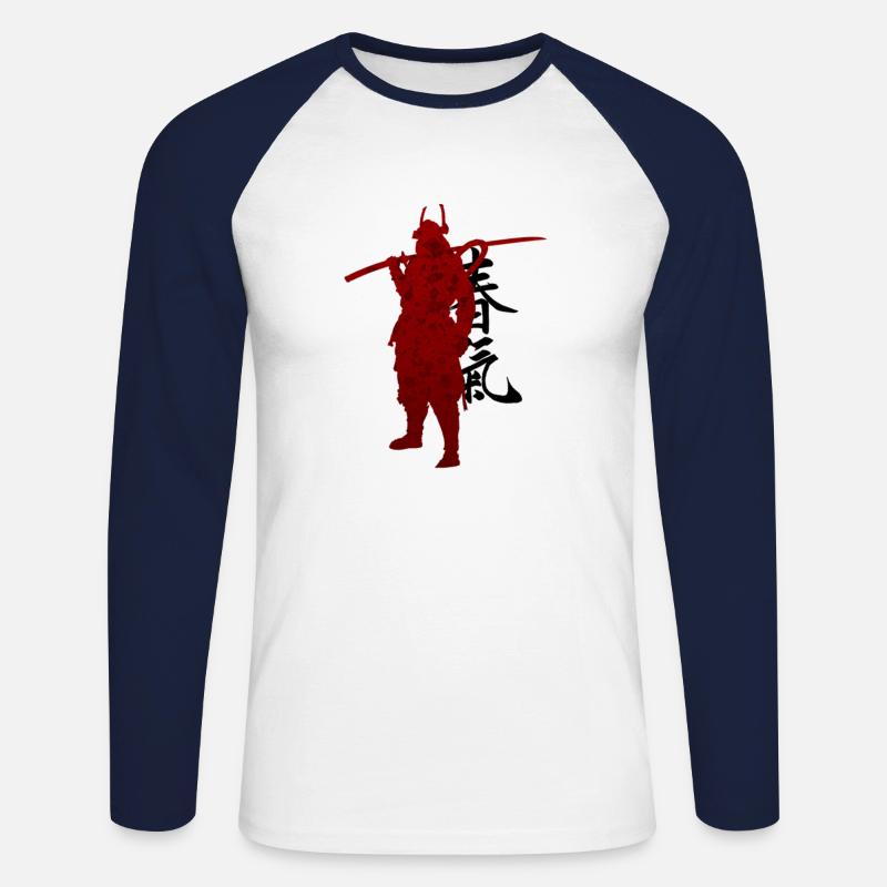 Haruchi Kensei - Unisex Baseballshirt langarm - Weiß/Navy