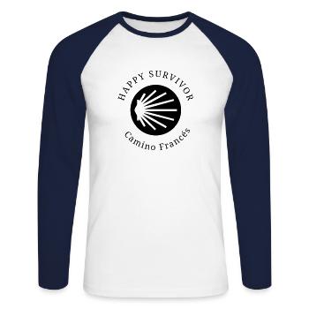 Happy Survivor Camino Francés 001 black - Unisex Long Sleeve Baseball T-Shirt - white/navy - Front - Nik (191cm)
