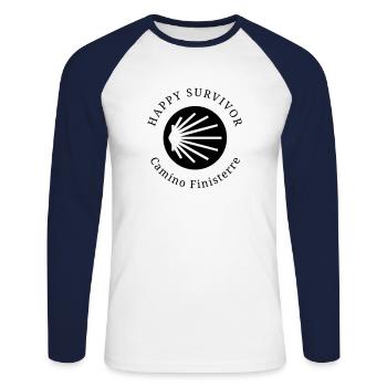 Happy Survivor Camino Finisterre 001 noir - T-shirt baseball manches longues Homme - blanc/marine - Devant - Nik (191cm)