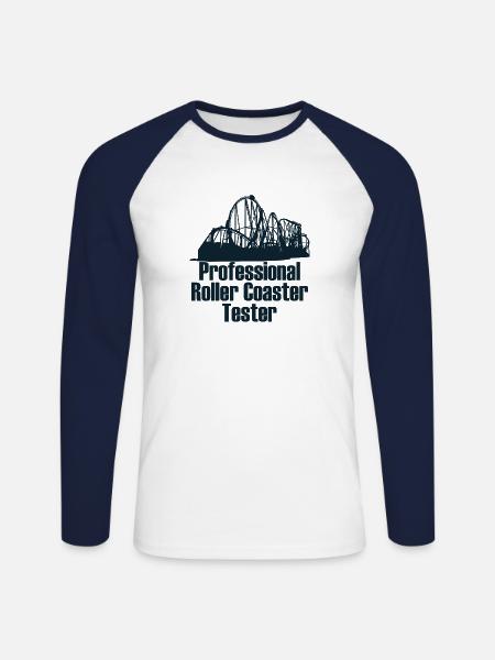 achterbahn freizeitpark Tester geschenk Spruch - Unisex Baseballshirt langarm - Weiß/Navy