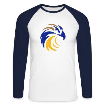 Eagle head Eagle - Unisex Long Sleeve Baseball T-Shirt - white/navy - Front - Nik (191cm)